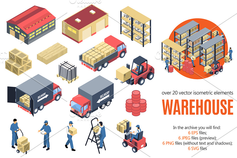 Warehouse Isometric Set in Illustrations - product preview 8