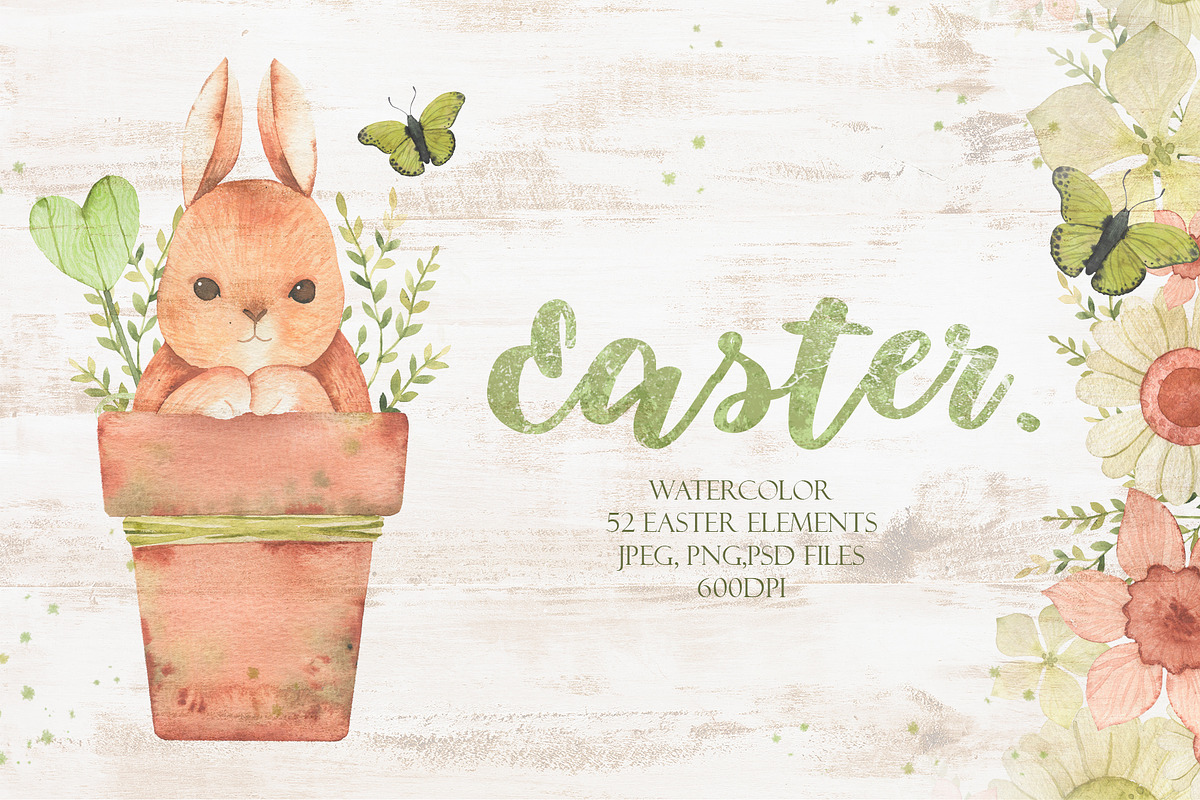 Happy easter watercolor in Illustrations - product preview 8