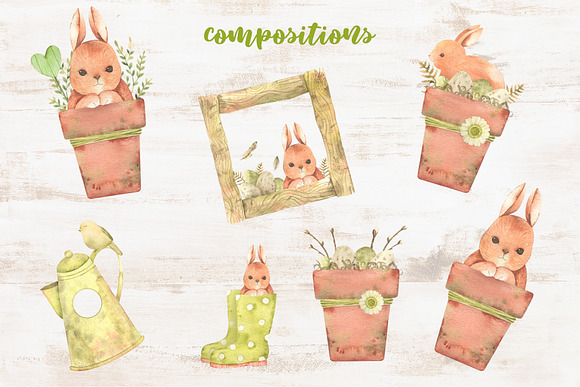 Happy easter watercolor in Illustrations - product preview 3