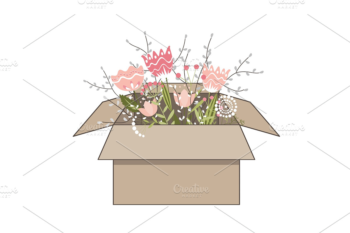 Gift cardboard box with beautiful in Objects - product preview 8