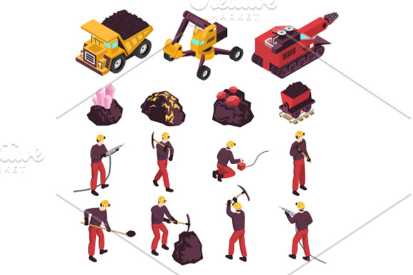 Isometric Mining Set in Illustrations - product preview 1