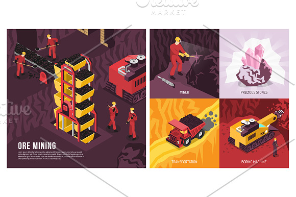 Isometric Mining Set in Illustrations - product preview 2