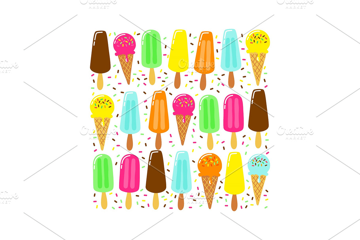 Cute Ice Cream collection background in Illustrations - product preview 8