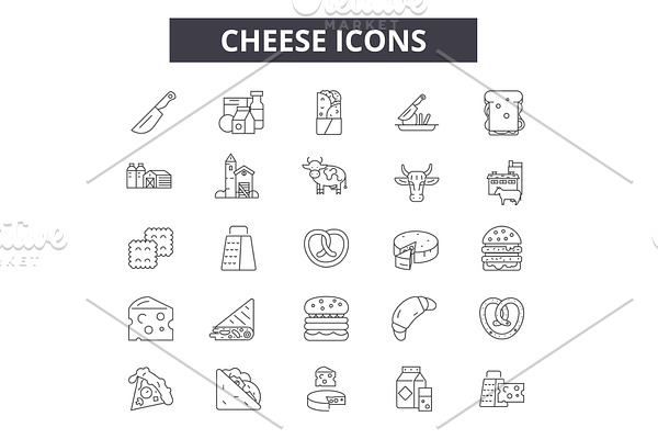 Cheese line icons for web and mobile