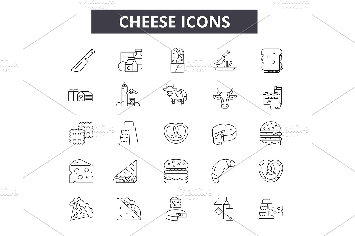 Cheese line icons for web and mobile in Illustrations - product preview 8