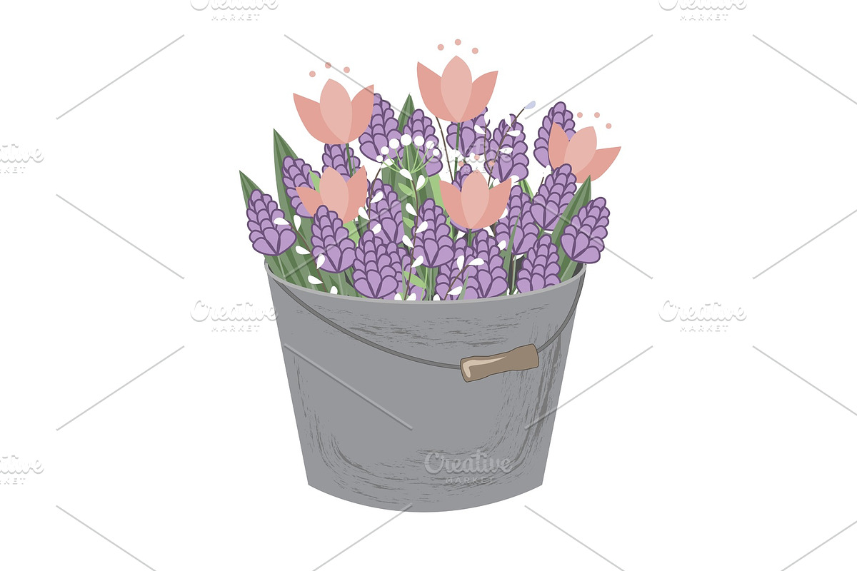 Bouquet of spring doodle hyacinths in Illustrations - product preview 8