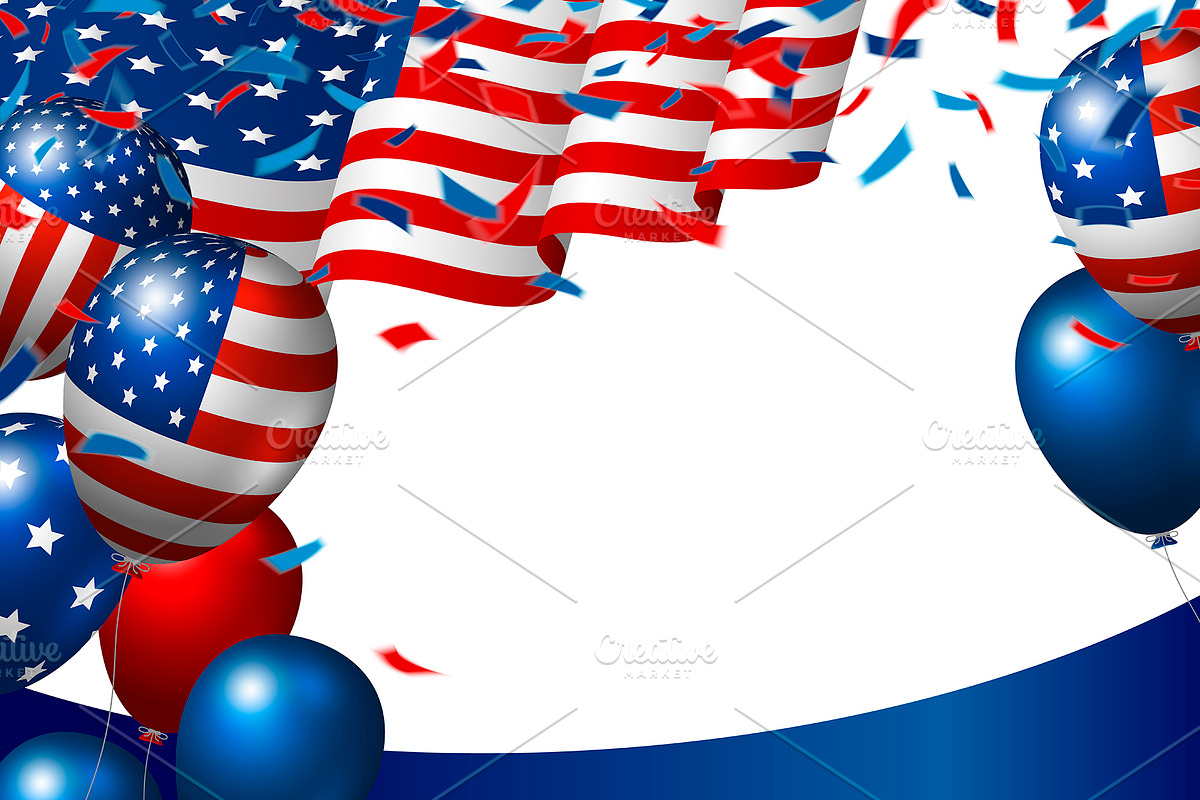 USA or american flag and balloons in Illustrations - product preview 8
