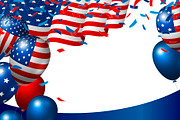 USA or american flag and balloons