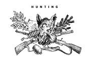 Hunting club banner. Boar and