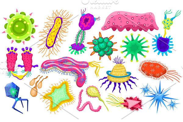 Set of bacteria characters
