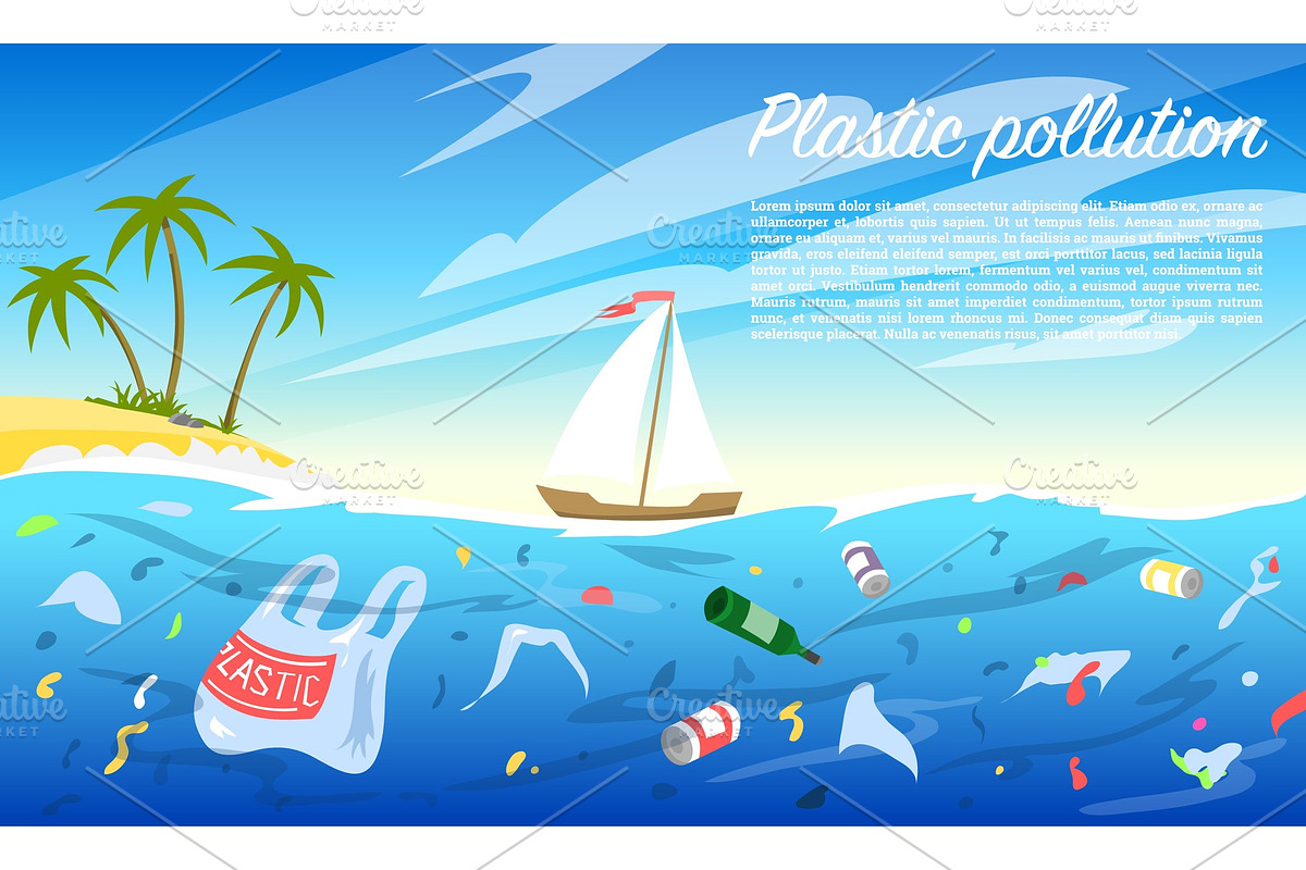 Ocean pollution. Plastic in Illustrations - product preview 8