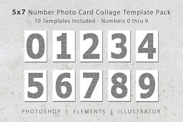 5x7 Number Photo Card Templates