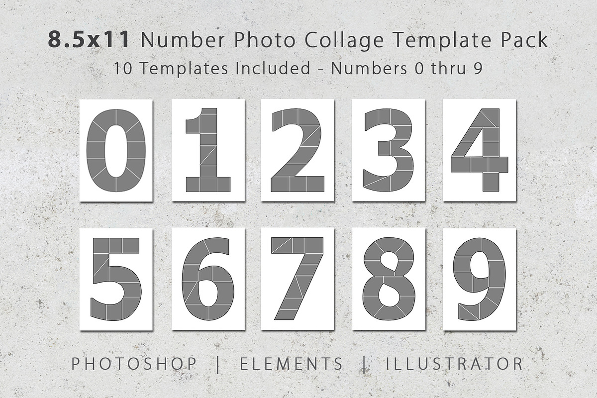 8.5x11 Number Photo Template Pack in Templates - product preview 8