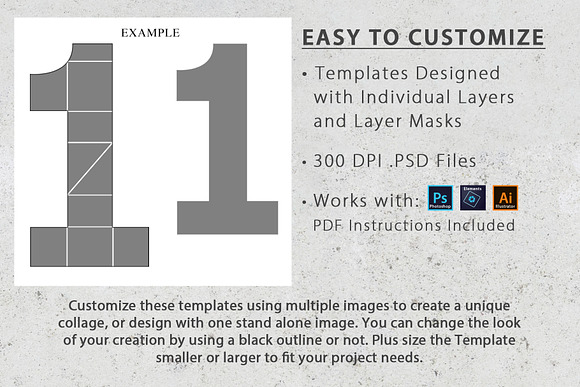 8.5x11 Number Photo Template Pack in Templates - product preview 3