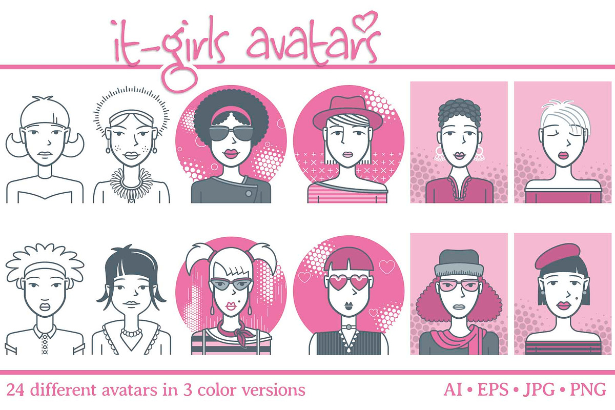 It-girls avatars in Illustrations - product preview 8