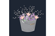 Bouquet of spring doodle flowers in
