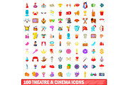 100 theatre and cinema icons set