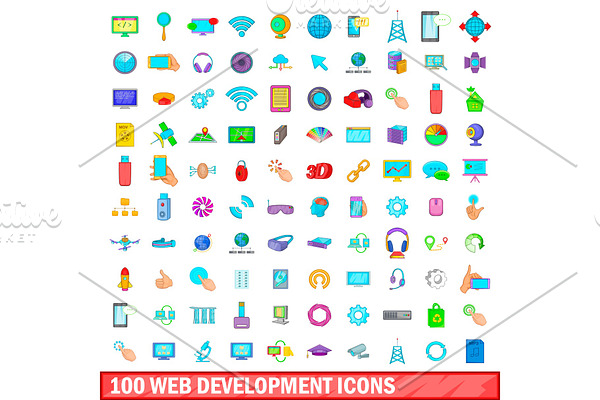 100 web development icons set