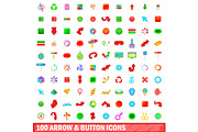 100 arrow and button icons set
