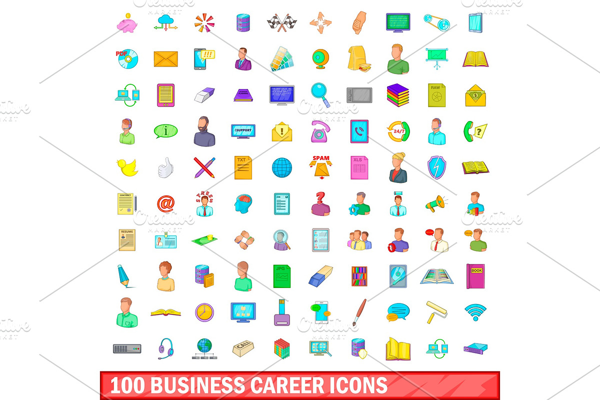 100 business career icons set in Illustrations - product preview 8
