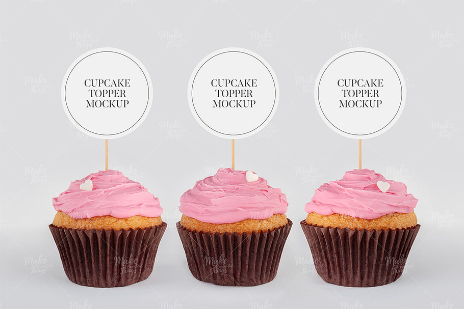 Cupcake toppers mockup