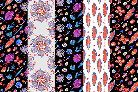 Fantasy plants.Watercolor collection in Patterns - product preview 2