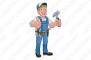 Handyman Hammer Cartoon Man DIY
