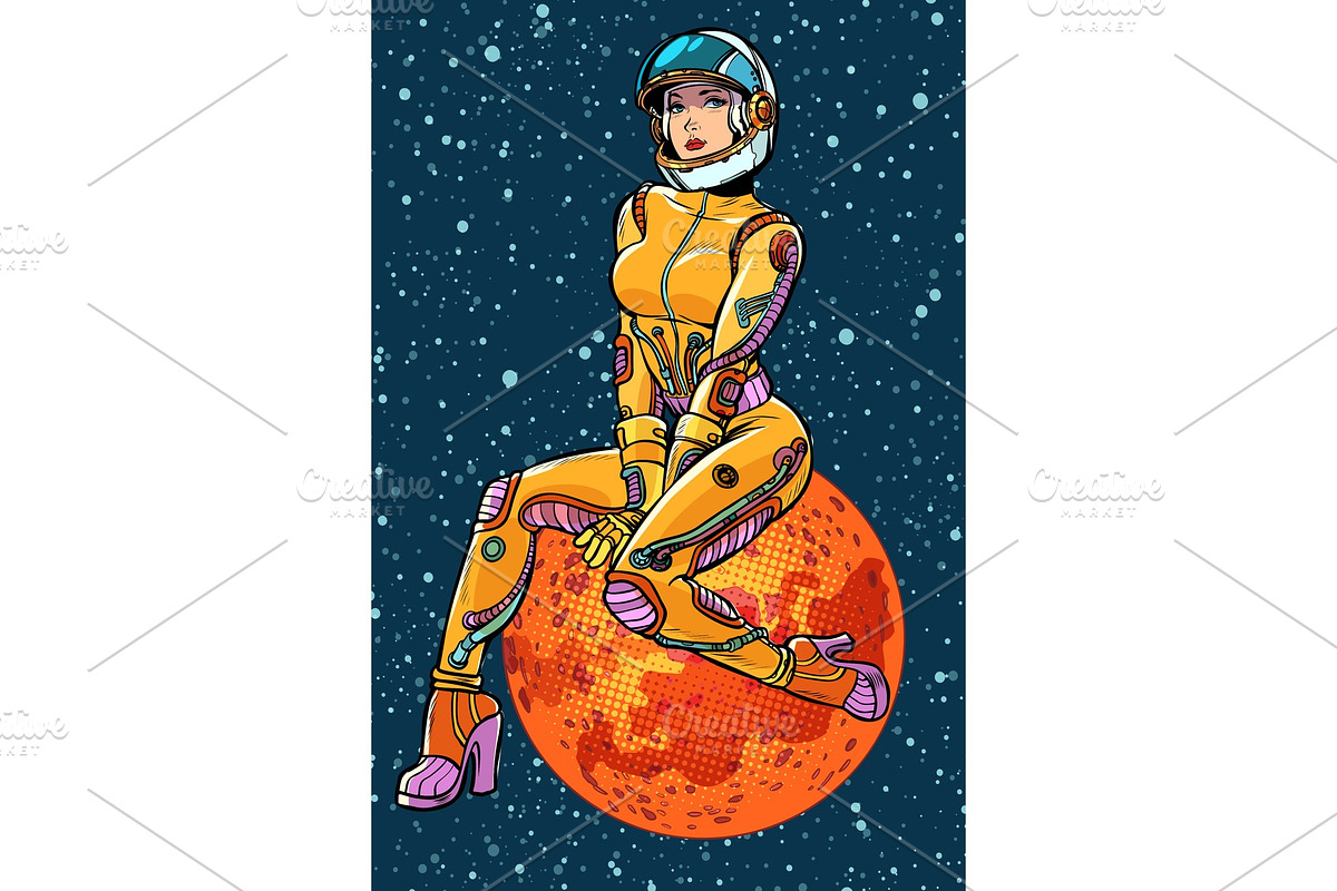 red planet Mars sexy beautiful woman in Illustrations - product preview 8