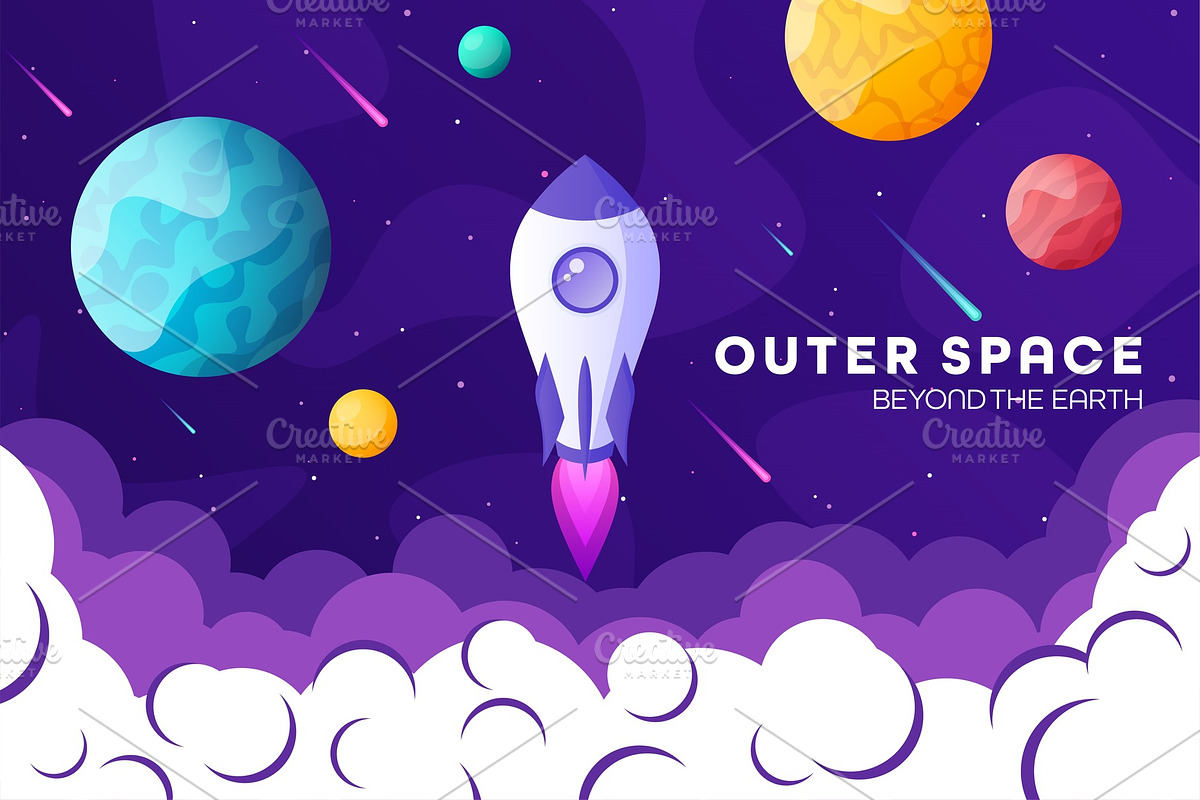 Space futuristic modern, colorful in Illustrations - product preview 8