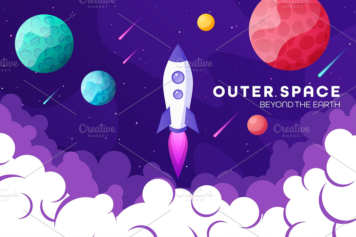 Space futuristic modern, colorful in Illustrations - product preview 8
