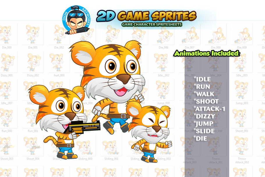 Tiger 2D Game Character Sprites in Illustrations - product preview 8