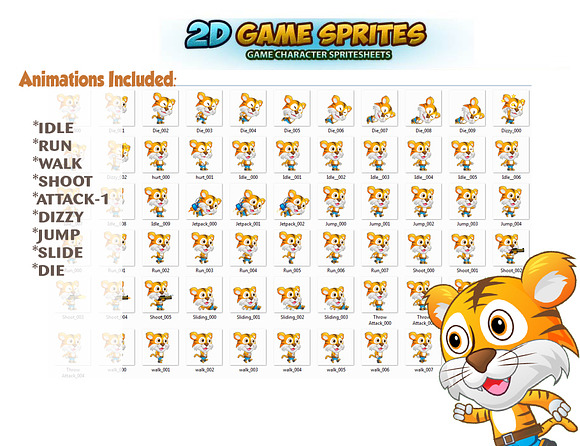 Tiger 2D Game Character Sprites in Illustrations - product preview 1