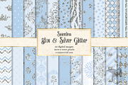 Blue & Silver Glitter Digital Paper