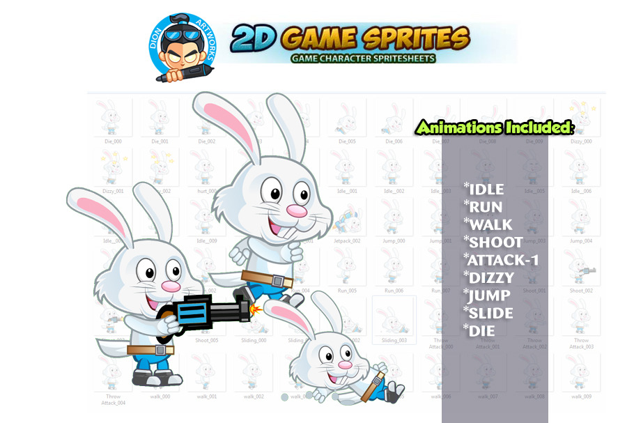 Rabbit 2D Game Character Sprites in Illustrations - product preview 8