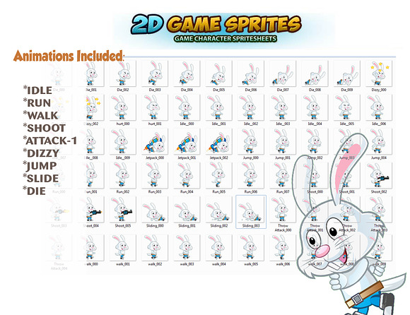 Rabbit 2D Game Character Sprites in Illustrations - product preview 1