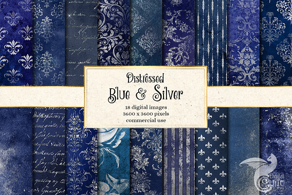 Distressed Blue & Silver Textures