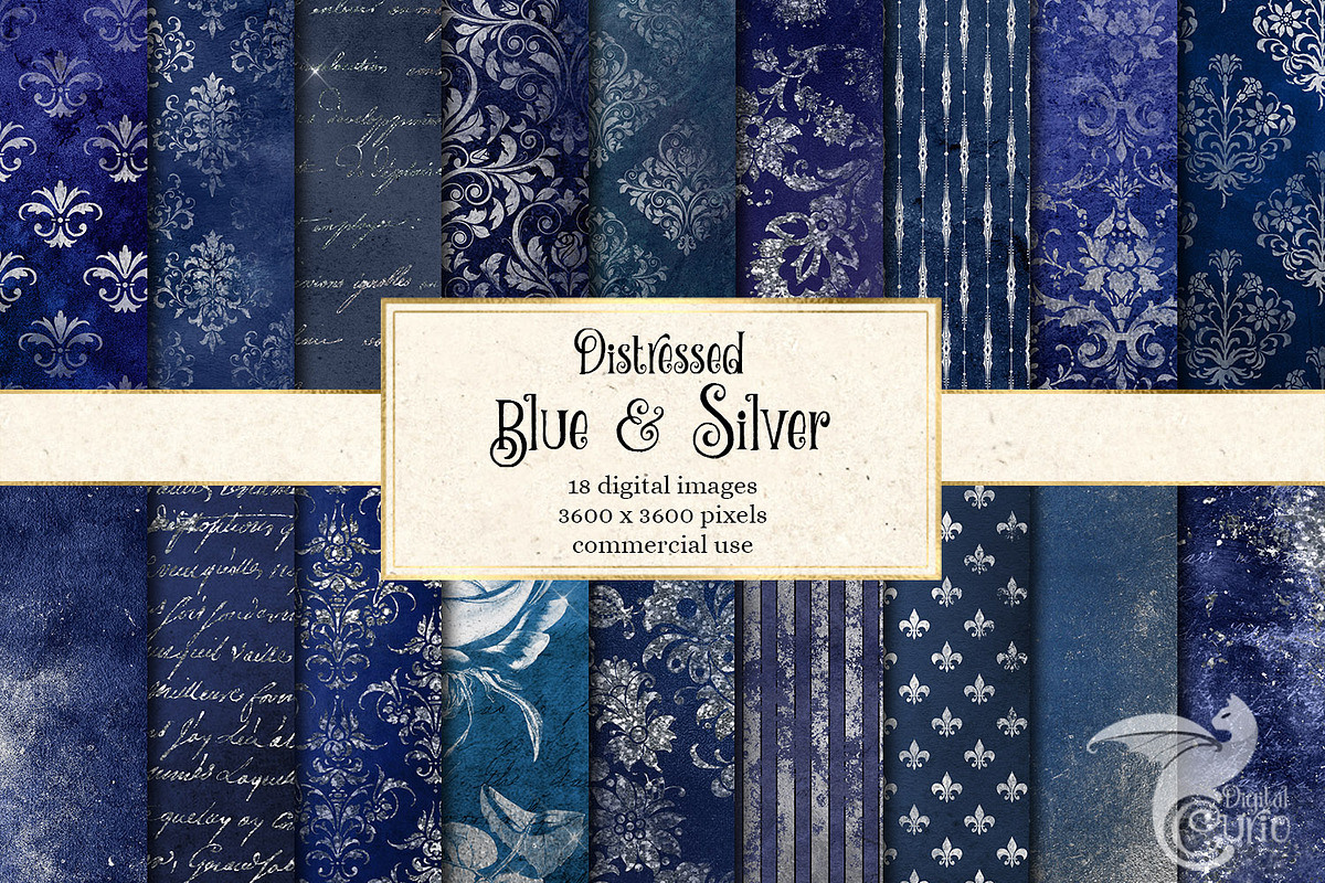 Distressed Blue & Silver Textures in Textures - product preview 8