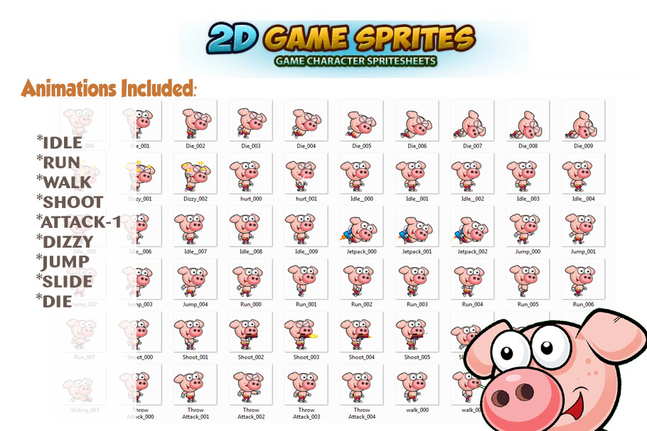 Piggy 2D Game Character Sprites in Illustrations - product preview 8