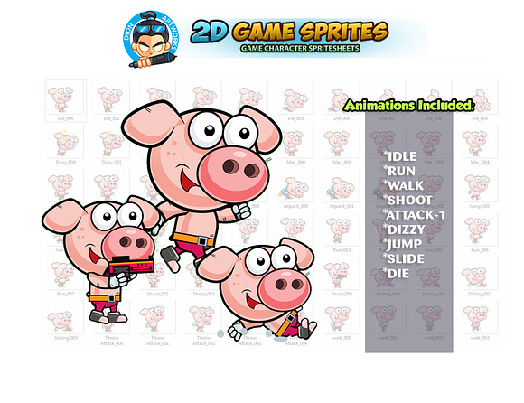 Piggy 2D Game Character Sprites in Illustrations - product preview 1