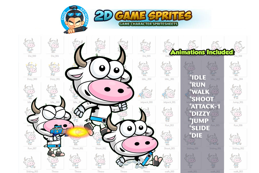 Cow 2D Game Character Sprites in Illustrations - product preview 8