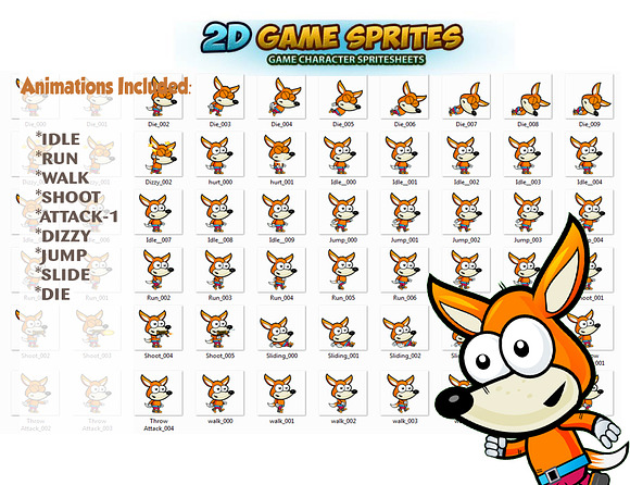 Fox 2D Game Character Sprites in Graphics - product preview 1