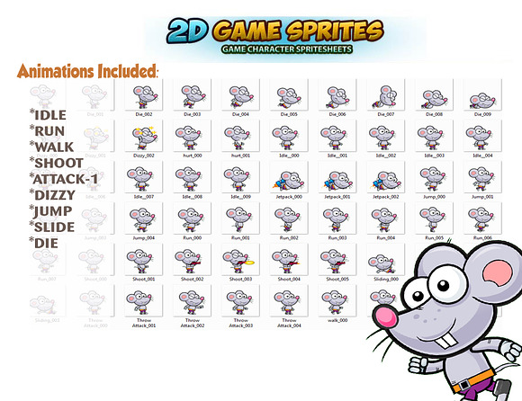 Rat 2D Game Character Sprites in Illustrations - product preview 1