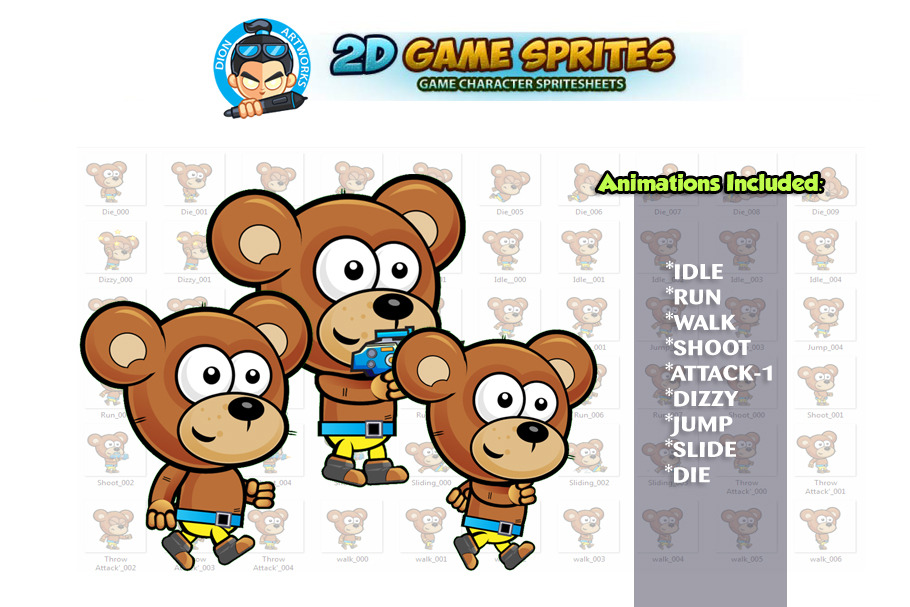 Bear 2D Game Character Sprites in Illustrations - product preview 8