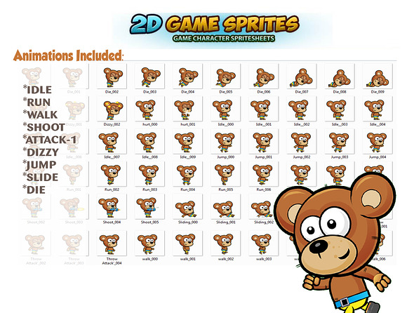 Bear 2D Game Character Sprites in Illustrations - product preview 1