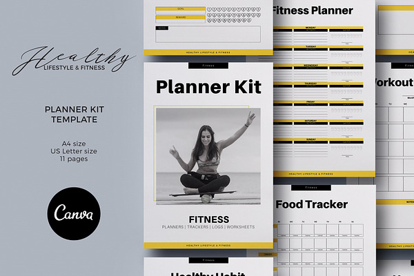 Fitness Planner Kit Canva Template