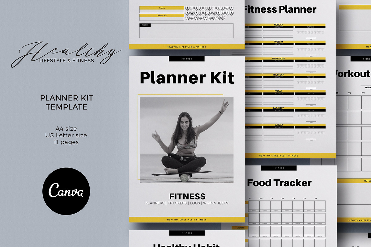 Fitness Planner Kit Canva Template in Email Templates - product preview 8