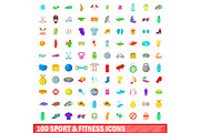 100 sport and fitness icons set