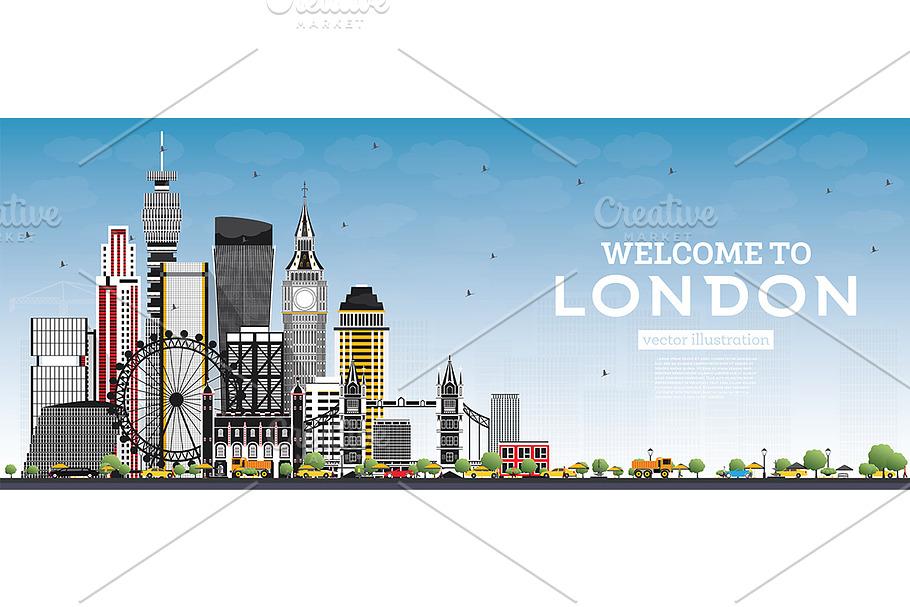 Welcome to London England Skyline in Illustrations - product preview 8