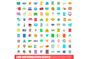 100 information icons set, cartoon
