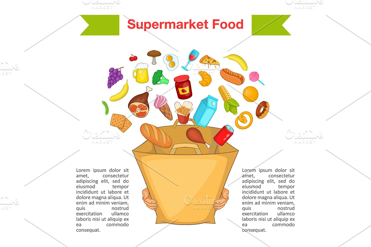 Food supermarket bag concept in Illustrations - product preview 8